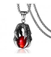Медальйон Dragon Claw Stainless Steel Necklace Red Crystal